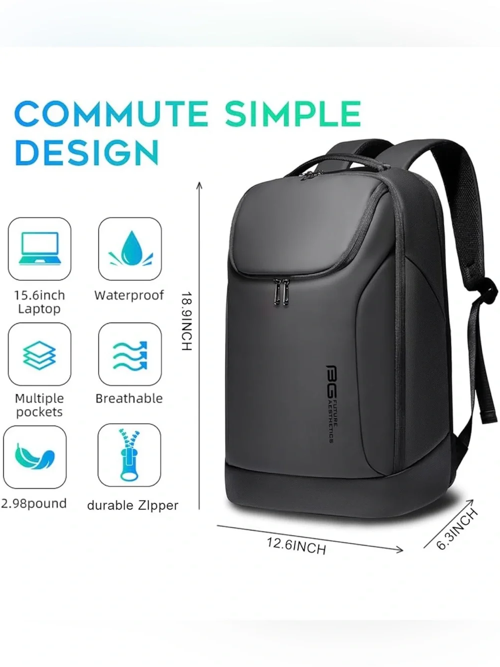 BANGE Business Smart Backpack Waterproof fit 15.6 Inch Laptop Backpack